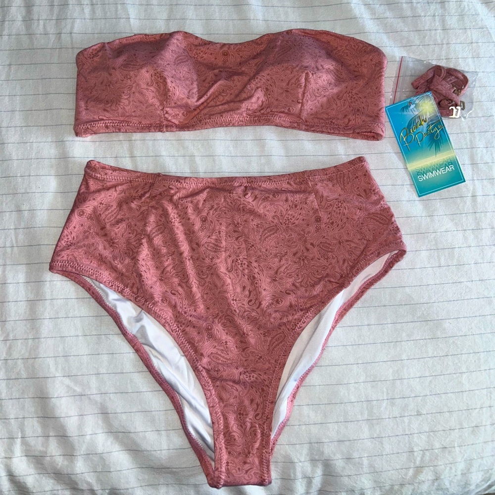 Brand new high waisted bathing suit. Size large. With tags.